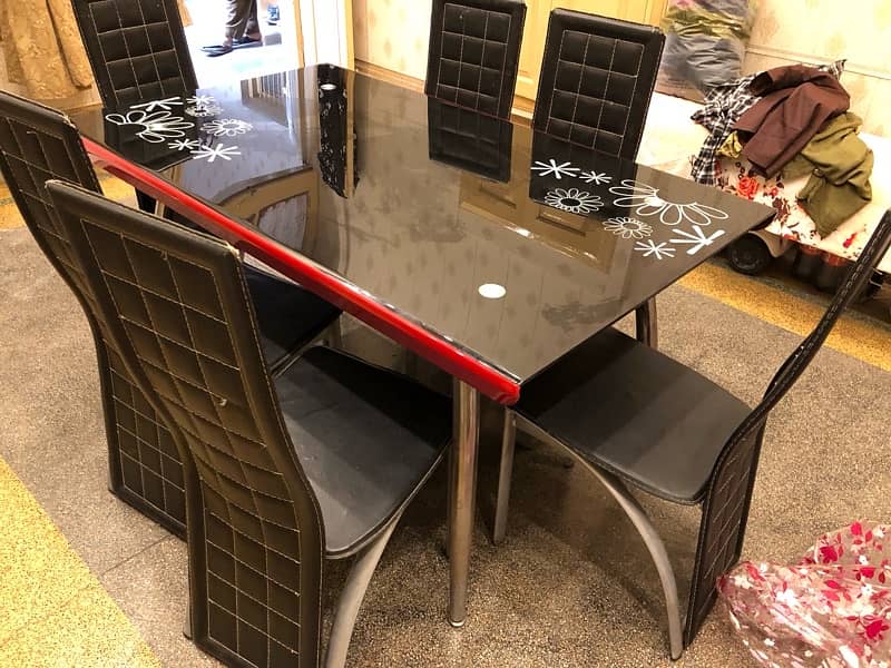 dinning table leather chairs 4