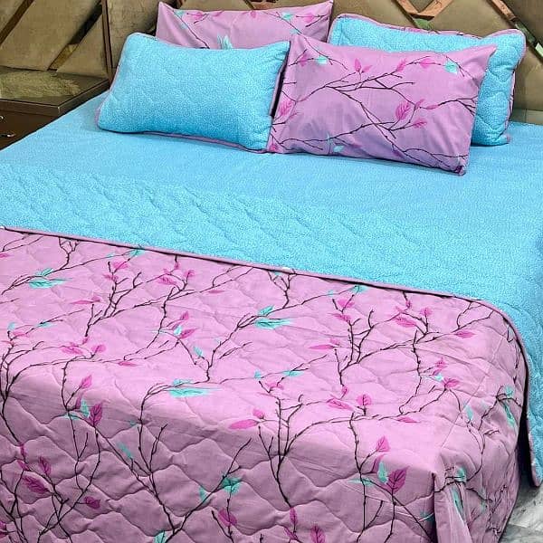 6 PCs Cotton Printed Razai with Bedsheet 0