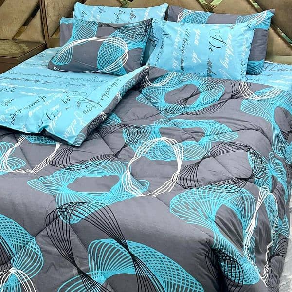 6 PCs Cotton Printed Razai with Bedsheet 2