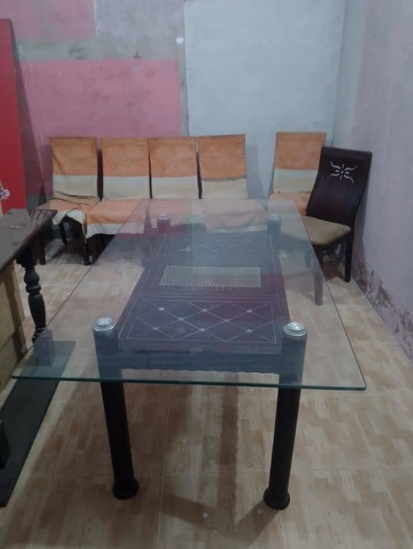 Glass Dining Table with 6 Chairs 1