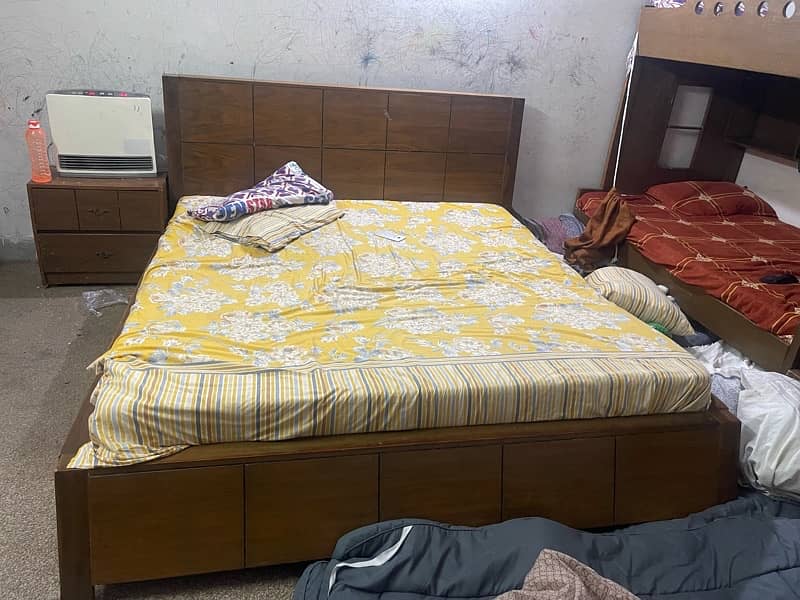 bed with side table s for urgent sale 2