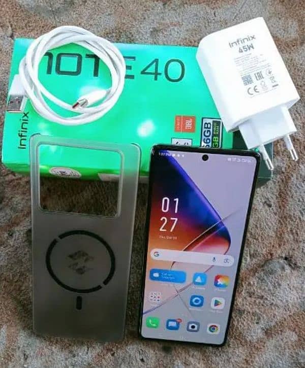 Infinix note 40. one month use only. 8+8/256. all accessories box. 0