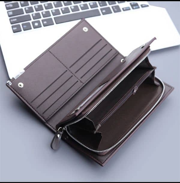 men' business PU leather long wallet pocket credit card holder purs. 4