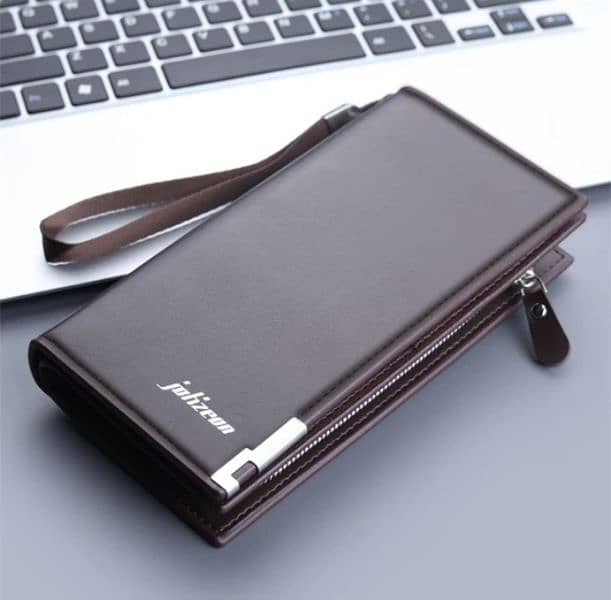 men' business PU leather long wallet pocket credit card holder purs. 6