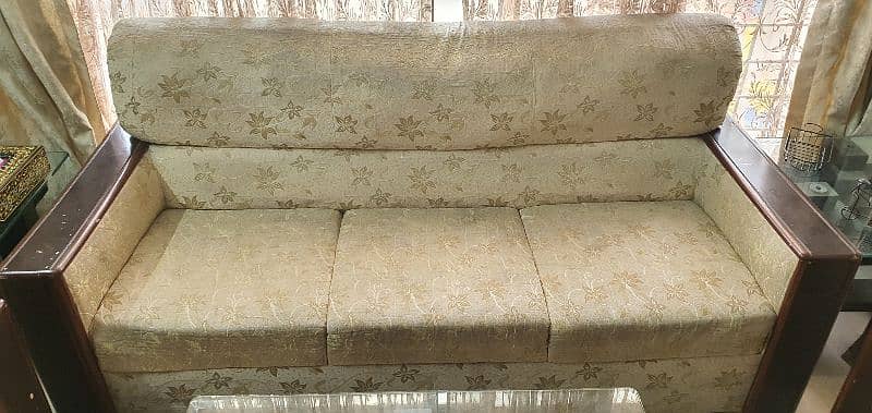 3 2 1 seater sofa set in beige and gold color 0