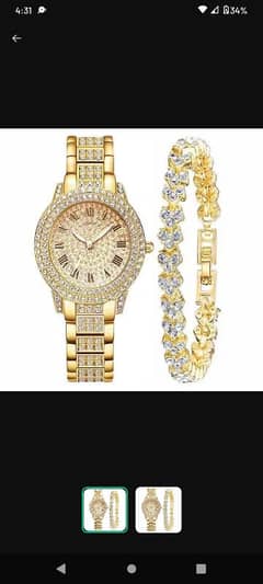 women's Diamond Artificial Set-Roman Watch