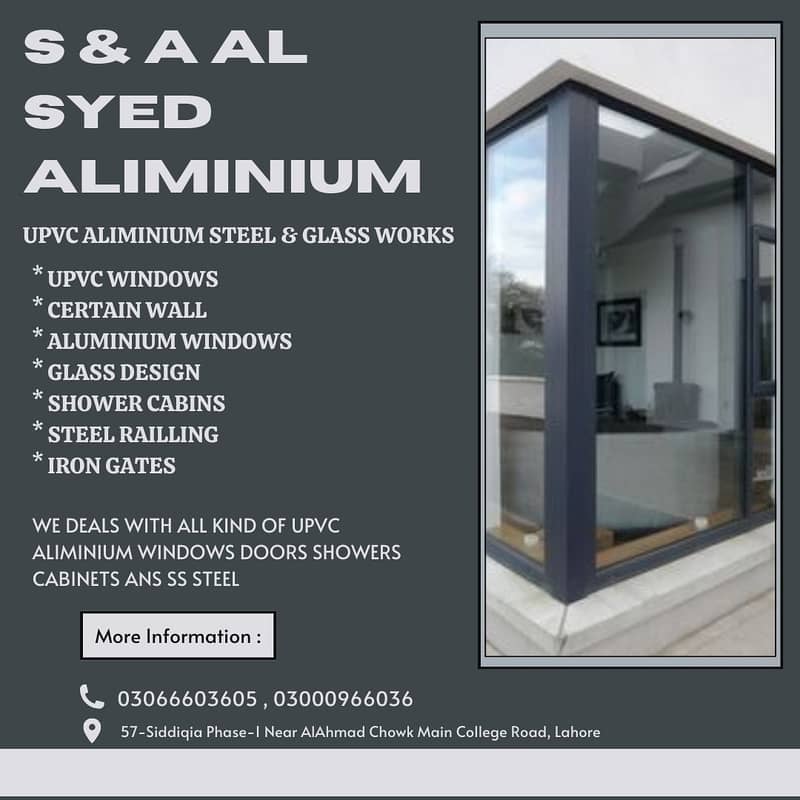 Aluminium & U-Pvc window/Shower cabin12mm/railing/Led mirro 12