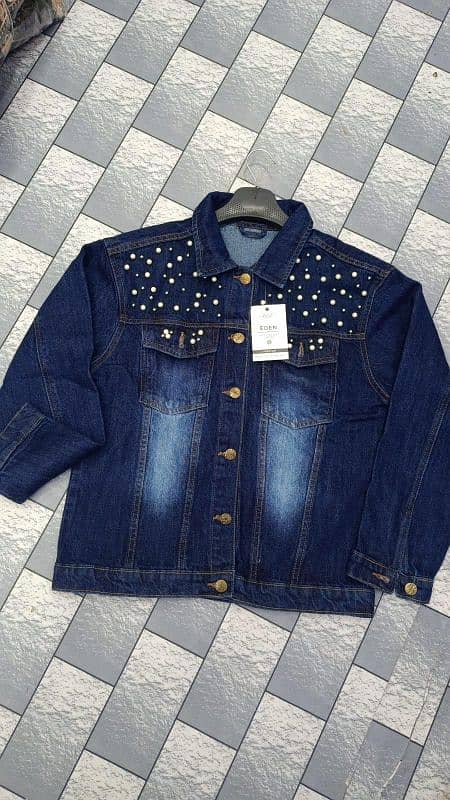 stylish blue denim jacket for women plain design, perfect fit 0