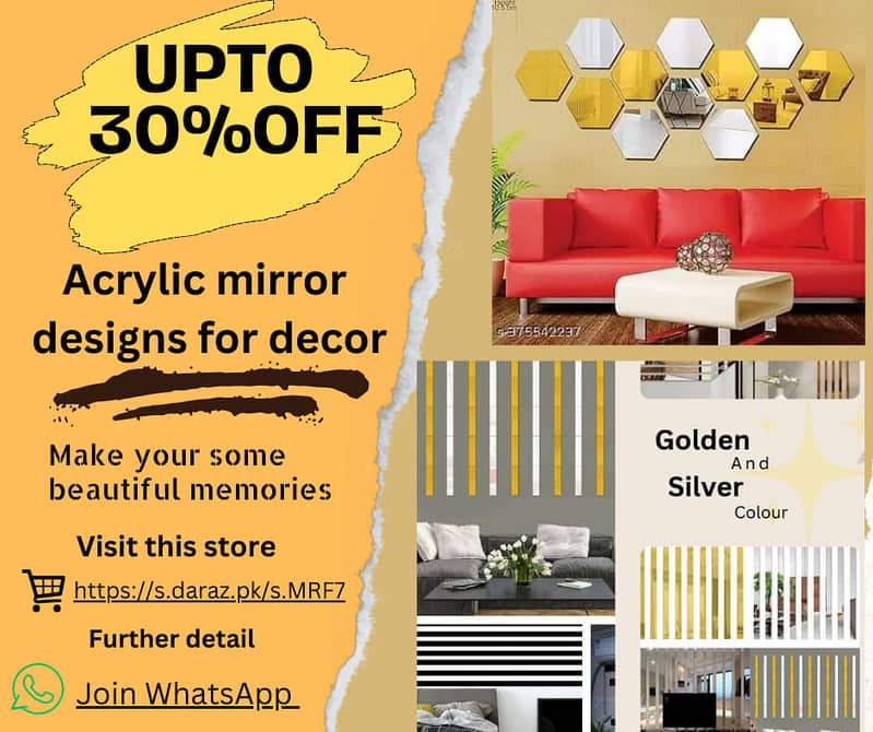 Home Decor | Acrylic Mirror Strips | Self-Adhesive | Wall Sticker 7