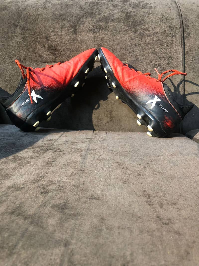 Original Adidas Red and Black Techfit Football Cleats UK 10 3