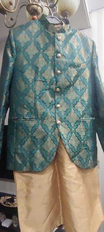 Indian Rao silk suit with jamawar prince coat 0