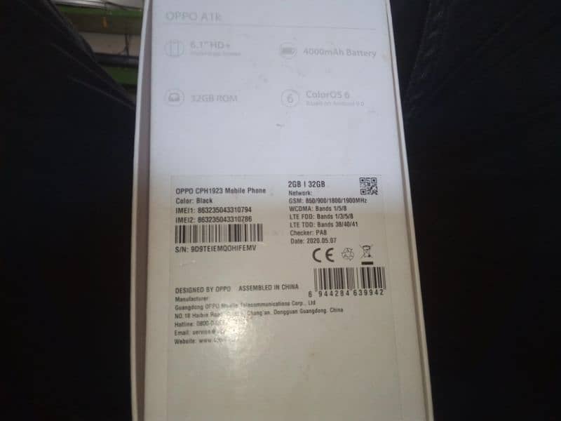 BLAKE COLOR USED OPPO A1K PTA 3