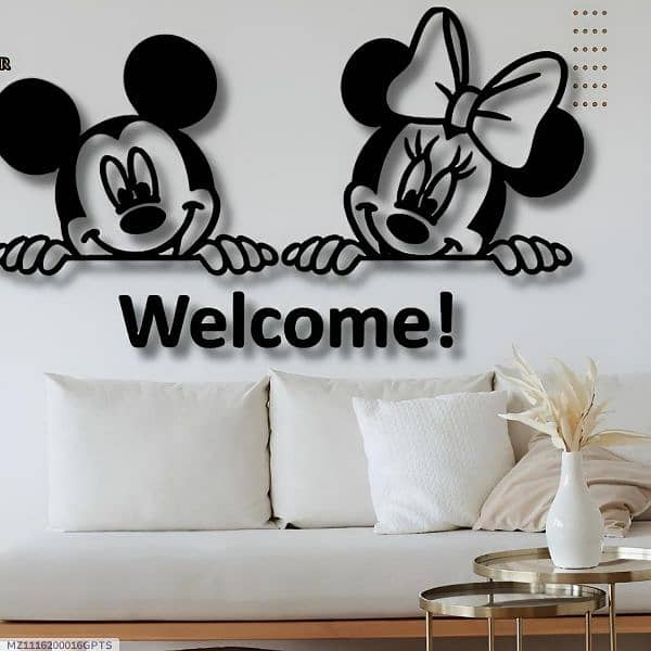 mickey mouse welcome wooden calligraphy 3