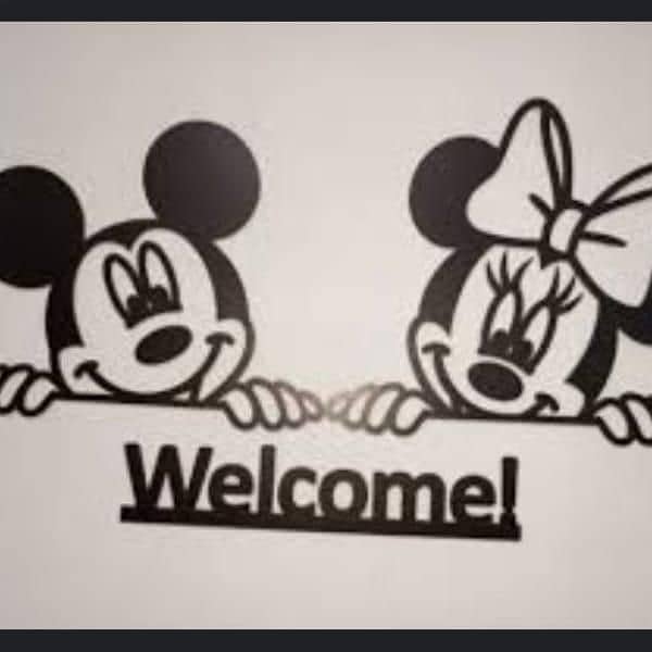 mickey mouse welcome wooden calligraphy 5