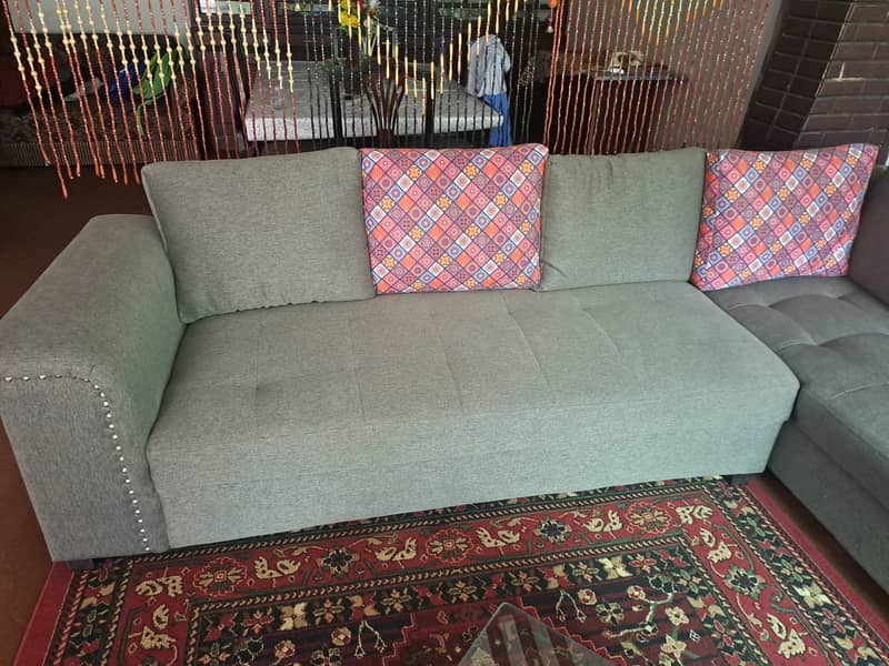 Seven Seater L Shaped Sofa Set with Center Table 3