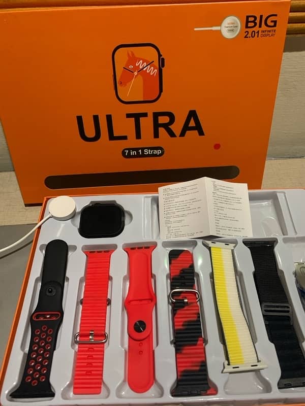 seal packed Ultra 2 smart watch with 7 straps + metal strap 2