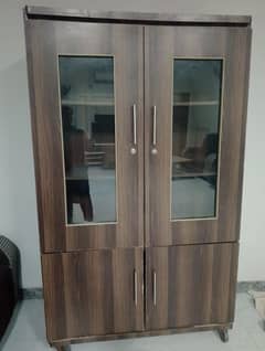 Wood almari with side rack