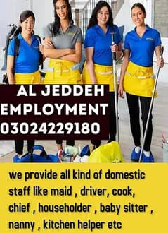 Maids / House Maids / cook / Nanny /chef / Baby Sitter maid available