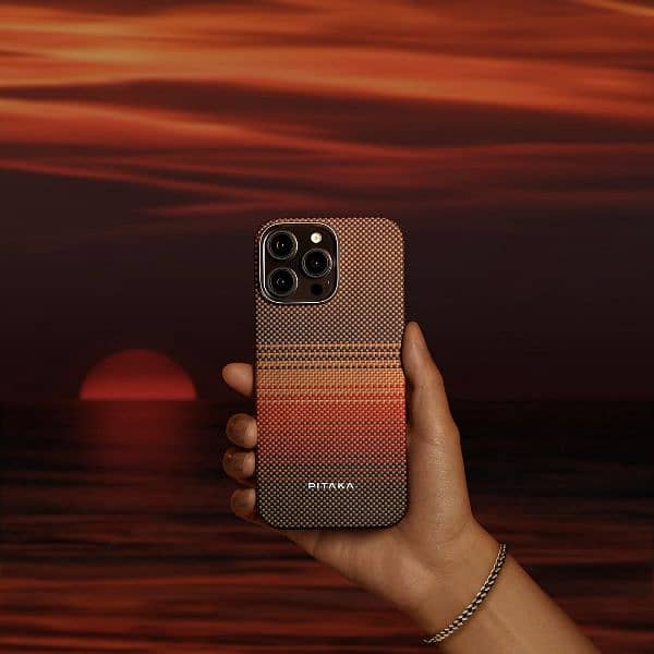 iPhone 16 Pro & 16 Pro Max Case | Sunset Moonrise Tactile Woven Case 1