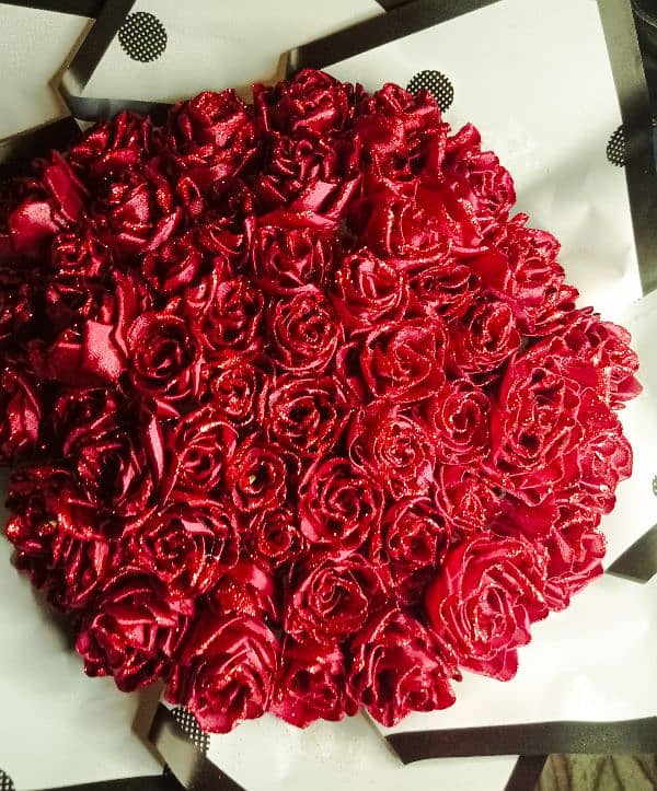 Satin(silk) glitter roses bouquet 0