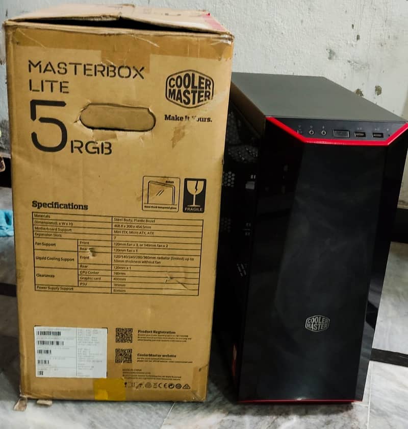 CoolerMaster Gaming PC Case/Casing Masterbox Lite 5 RGB 7