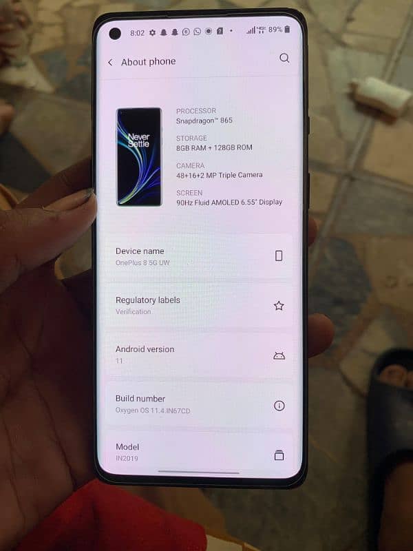 one plus 8 5g with charge 8 128 single sim 5