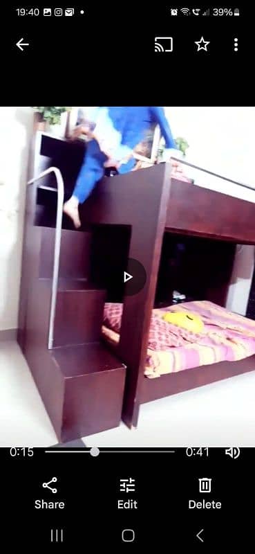 double bed, bunk bed n book rack for sale 1