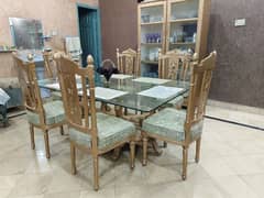 dining table deco paint with six chairs