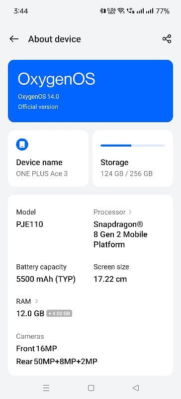 ONEPLUS ACE 3 12/256 DUAL PTA 6