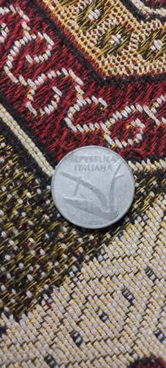 italian 10 lira 1953 very unique coin RS. 50000