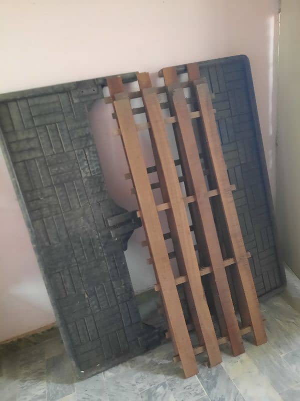 5x6 ft wooden bed for sale clean condition with mattress 1