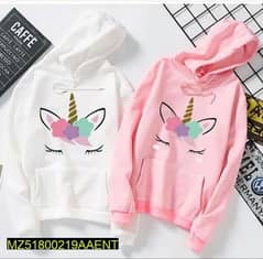 Women's stitched Fleece printed hoodies pack of 2 pink&white