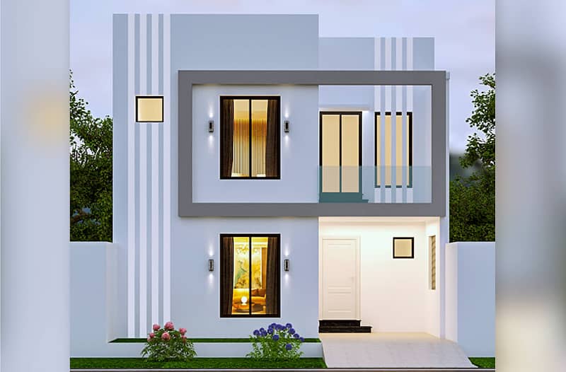 5-Marla (Corner, Boulevard) Jasmine Villa For Sale In Overseas Enclave (G5) Block Phase 4 Bahria Orchard Lahore, 1