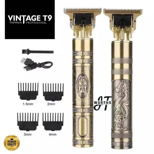 Machine| Metal USB Rechargeable Beard Trimmer T9 & Styler| Barbar 0