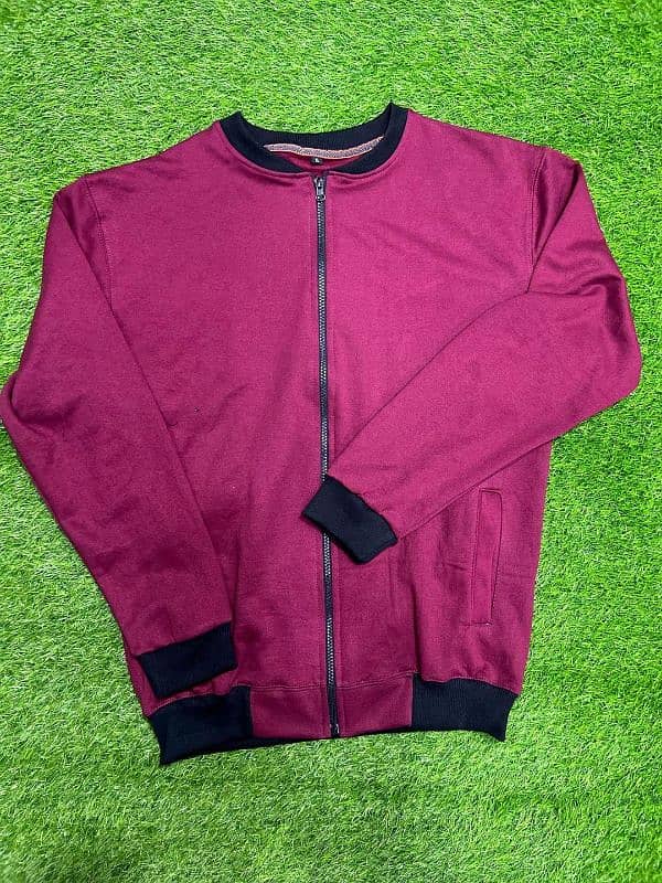 Men,s maroon fleece bomber jacket 0