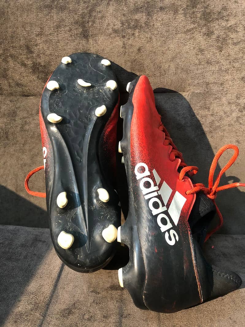 Original Adidas Red and Black Techfit Football Cleats UK 10 4