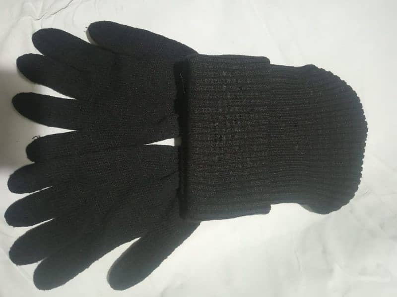 Winter Black Cap and Black Gloves 3