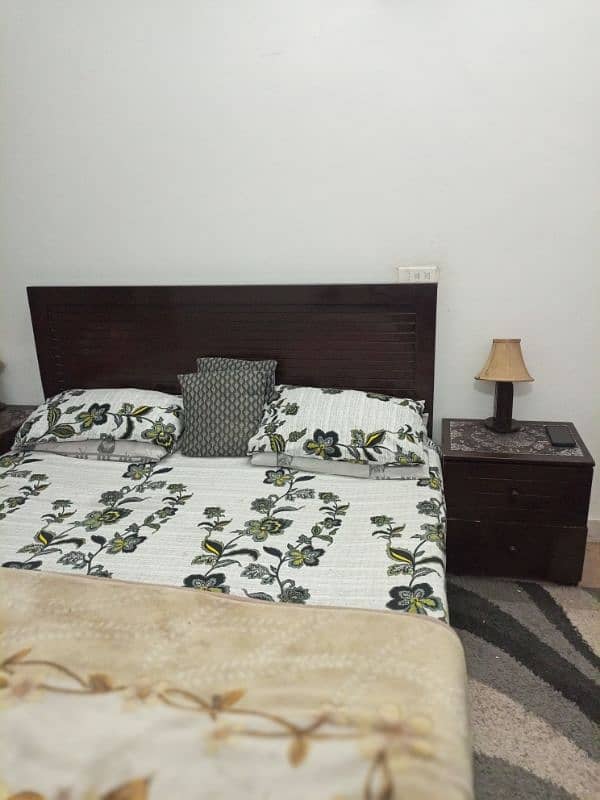 King size bed with side tables and dressing table without mattress. 1