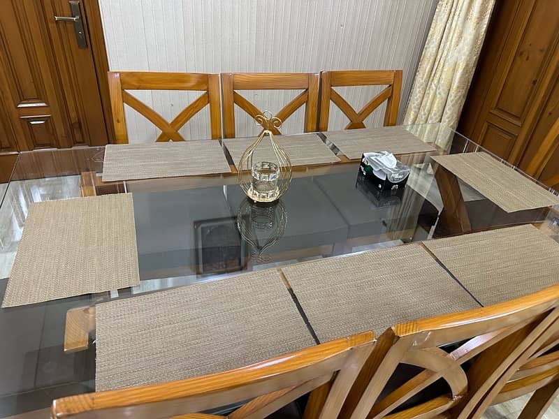 8 seater dining table / table with glass top / Ashwood dining table 1