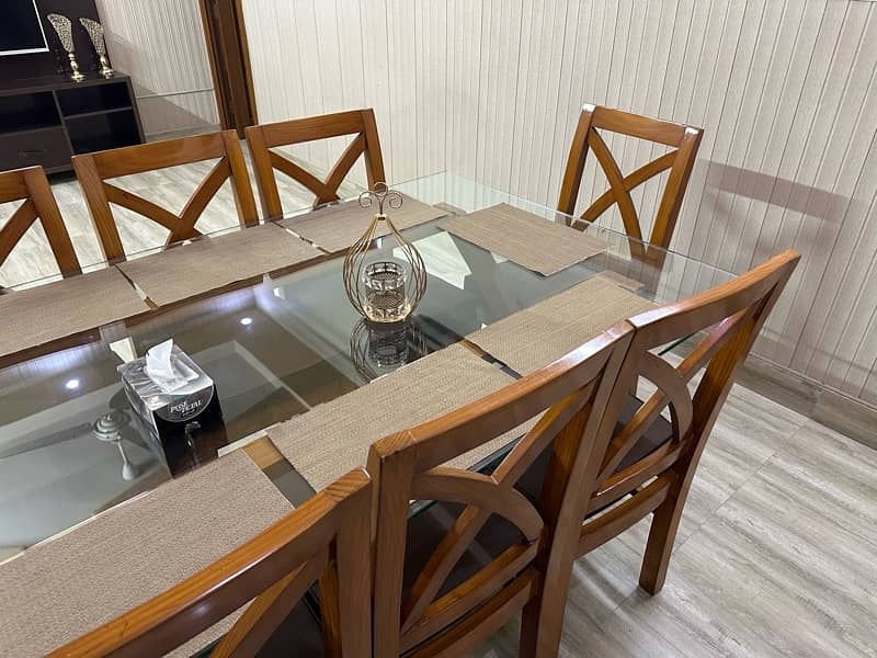 8 seater dining table / table with glass top / Ashwood dining table 5