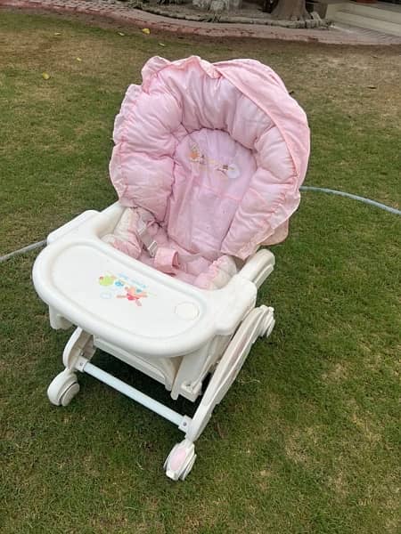 Excellent Condition Baby Dinning/ Rocker/ Cot Chair with swing 1