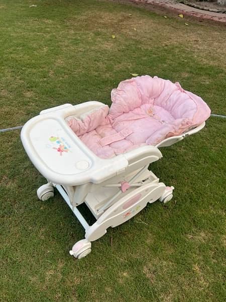 Excellent Condition Baby Dinning/ Rocker/ Cot Chair with swing 4