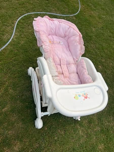 Excellent Condition Baby Dinning/ Rocker/ Cot Chair with swing 5