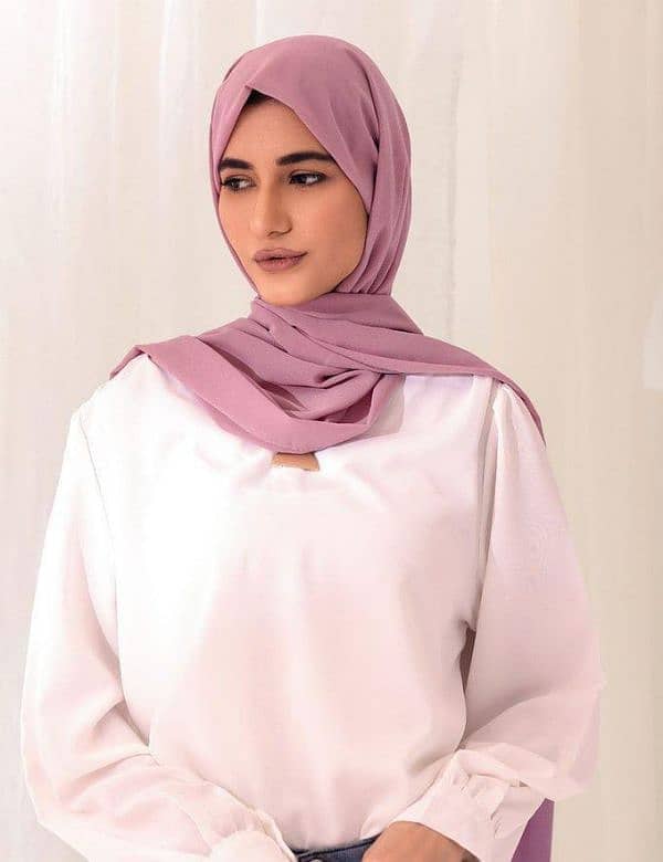 Chic Pink Chiffon Scarf - Elegant Plain Stoler for Stylish Outfits 0