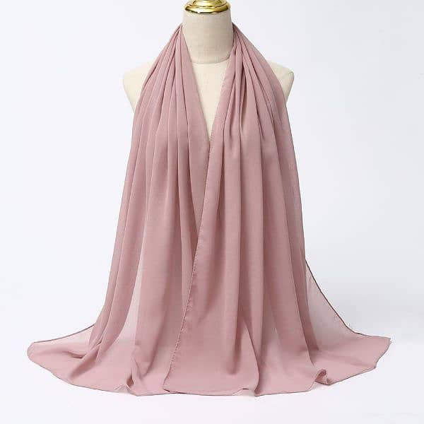 Chic Pink Chiffon Scarf - Elegant Plain Stoler for Stylish Outfits 1