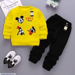 2 Pcs Girl's Fleece Plain Sweatshirt Tracksuit