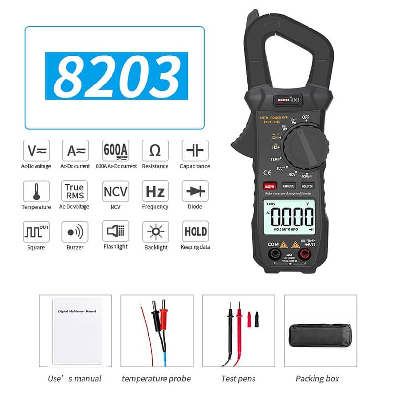 Product details of WINAPEX 8203 6000 Counts Digital Clamp Meter AC/DC 1