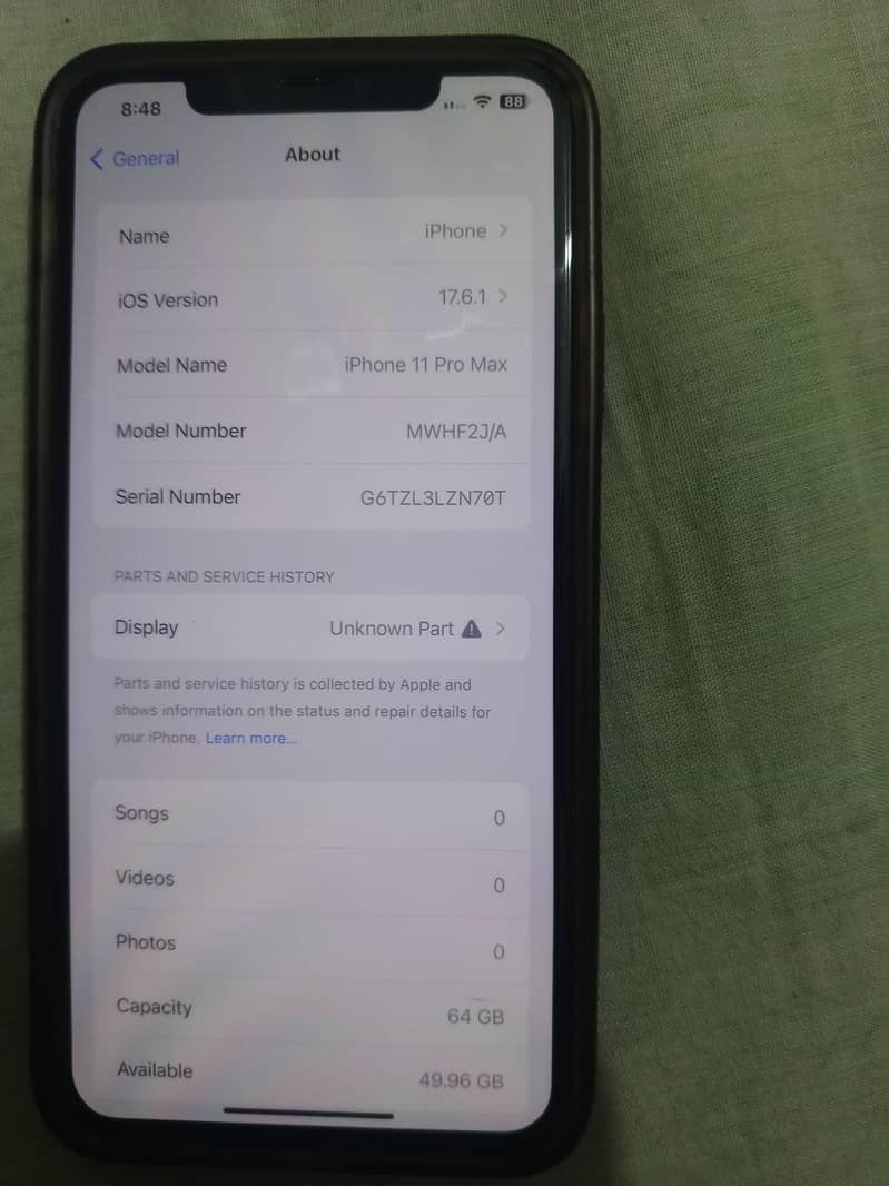 Iphone 11pro max PTA approved (64GB) 0