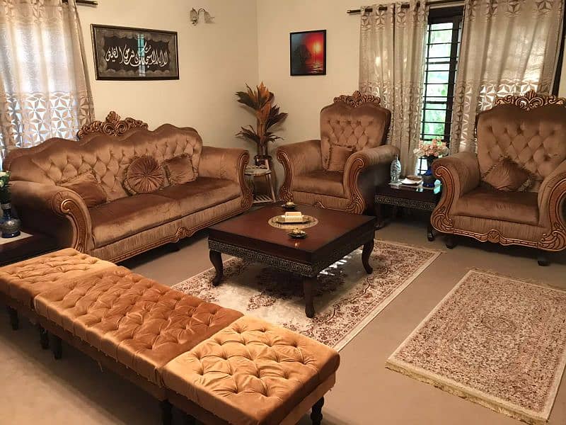 7 seater sofa set with ottomon 1