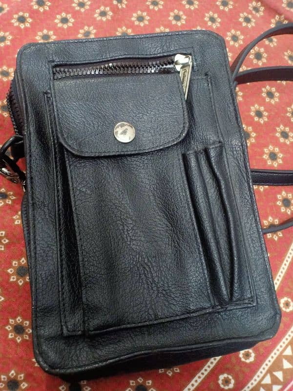 Black leather stylish carry bag 0